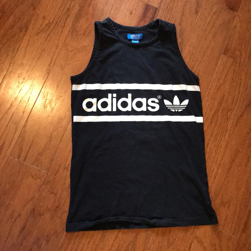 Vintage Adidas black white mens muscle tank top-M